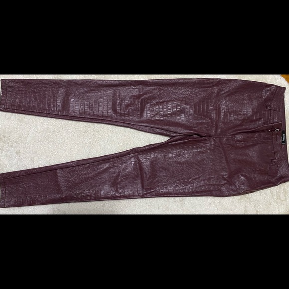 Wine faux croc slim leg pants… - Picture 2 of 3